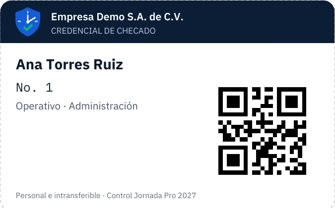 Credencial de checado con código QR