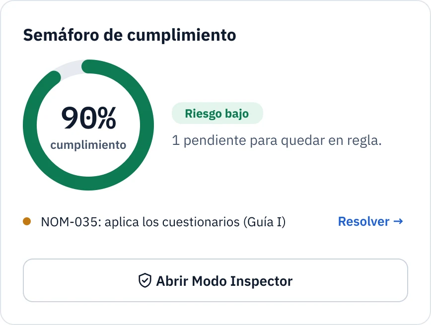 Semáforo de cumplimiento del programa: 90 % de cumplimiento, riesgo bajo